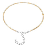 Golden Rutilated Quartz Anklet - 2mm Faceted Beads (Silver)