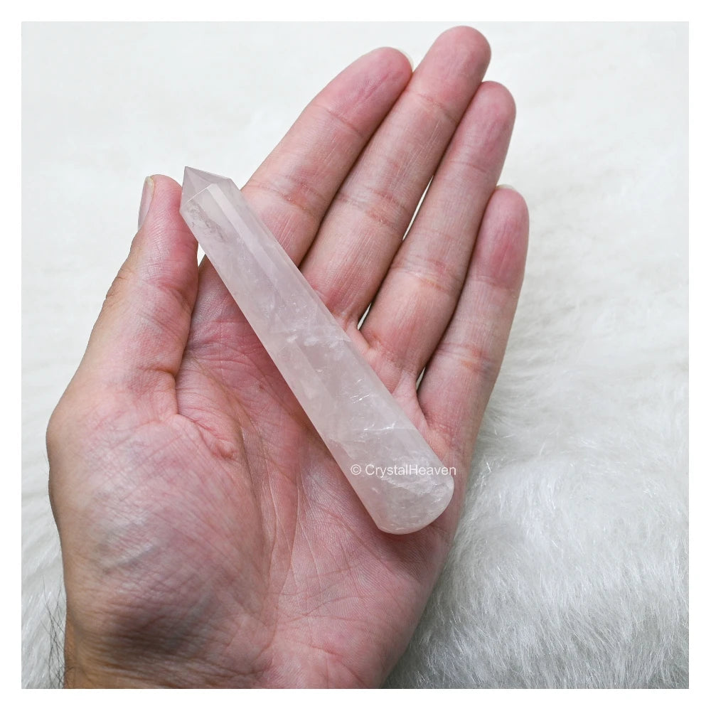 Rose Quartz Wand (Faceted)
