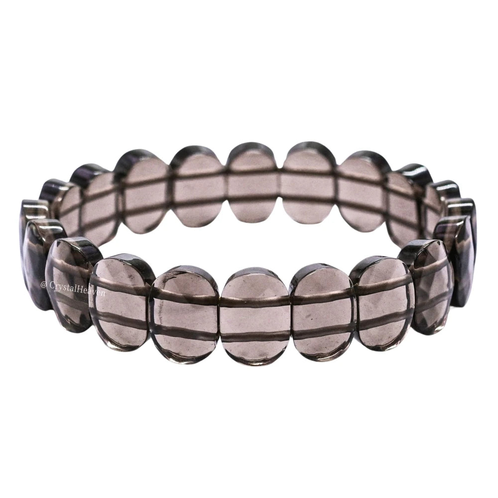 Smoky Quartz Faceted Beads Bracelet - Oval Stone