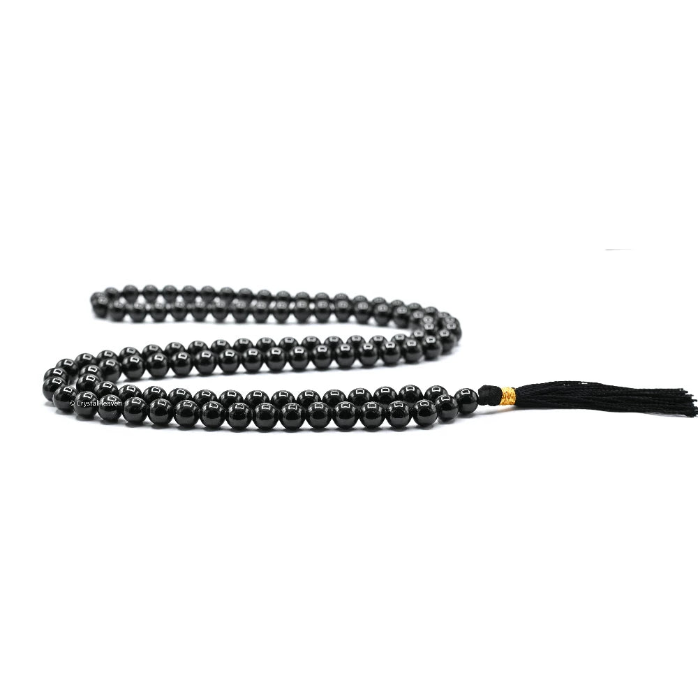 Black Tourmaline Japa Mala (Without Knot)
