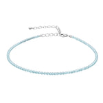 Aquamarine Anklet - 2mm Faceted Beads (Silver)