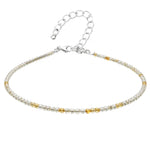 Golden Rutilated Quartz Anklet - 2mm Faceted Beads (Silver)