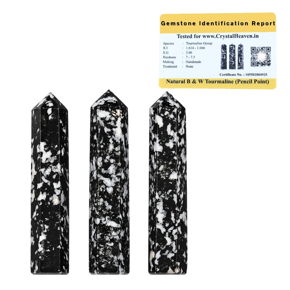 Black and White Tourmaline Pencil Points (Set of 50)