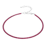 Pink Garnet Anklet - 2mm Faceted Beads (Silver)