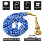 Blue Aventurine Crystal Tasbih (Gold)
