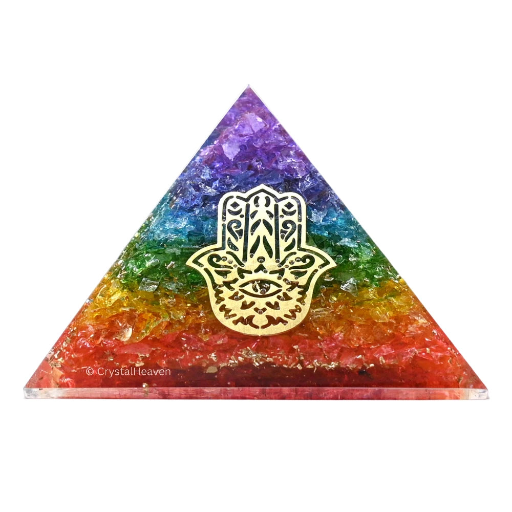 7 Chakra Onyx Orgone Pyramid (Hamsa)
