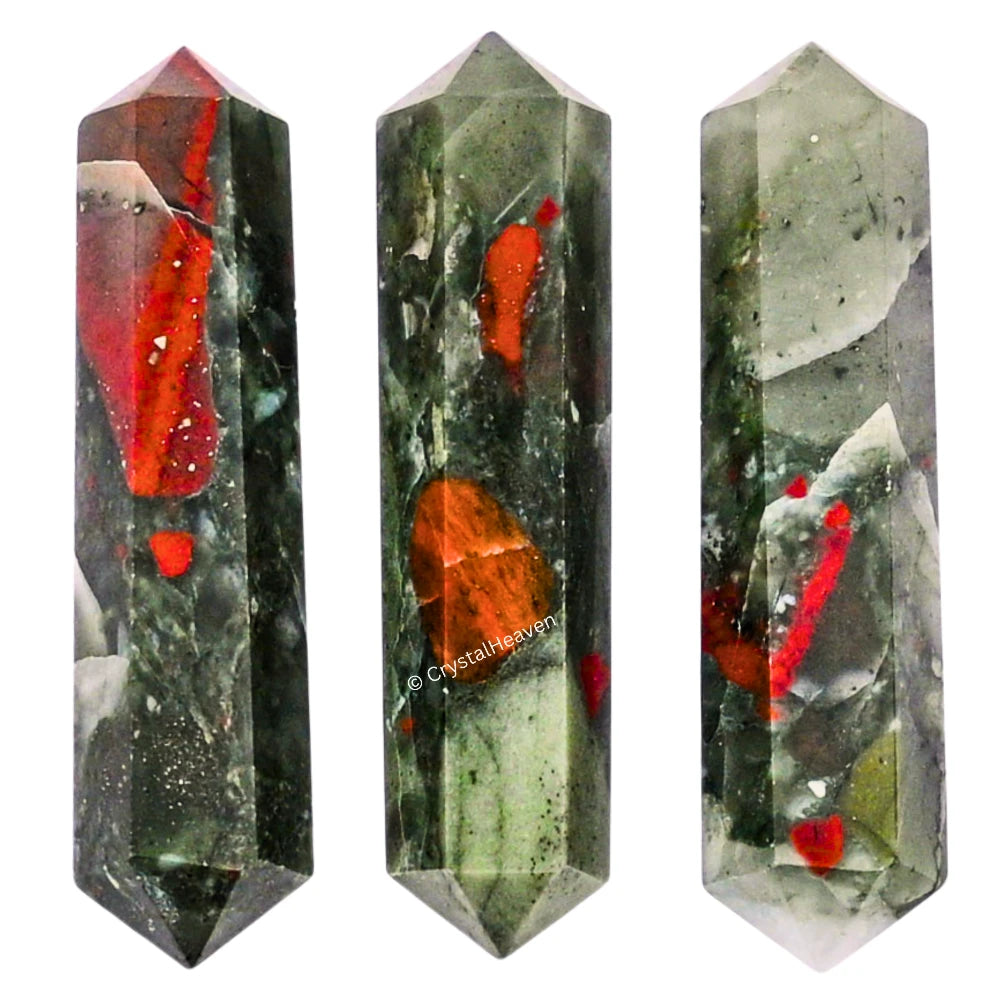 African Bloodstone Pencil Points (Double Terminated) (Set of 3)