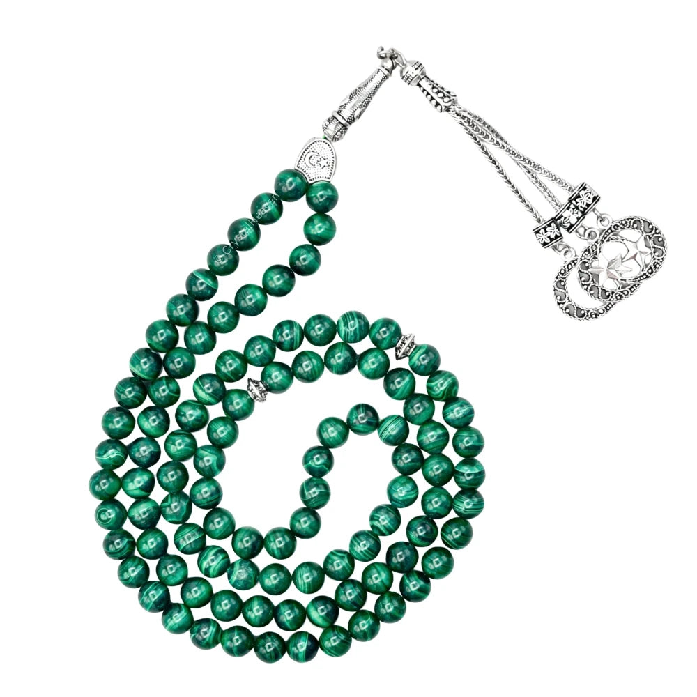 Malachite Crystal Tasbih (Silver)