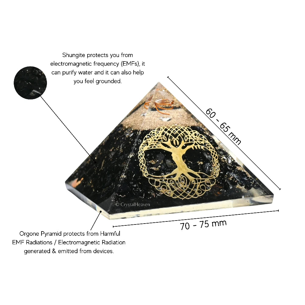 Shungite Orgone Pyramid (Tree Of Life)
