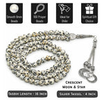 Dalmatian Jasper Crystal Tasbih (Silver)