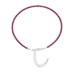 Pink Garnet Anklet - 2mm Faceted Beads (Silver)