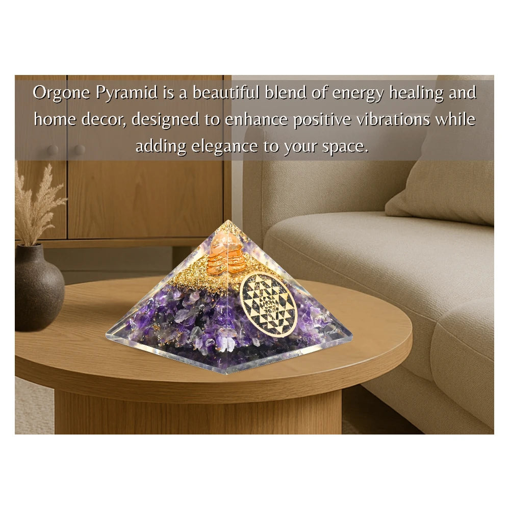 Amethyst Orgone Pyramid (Round shriyantra)