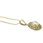 Rainbow Moonstone Bead Pendant Necklace (Gold)