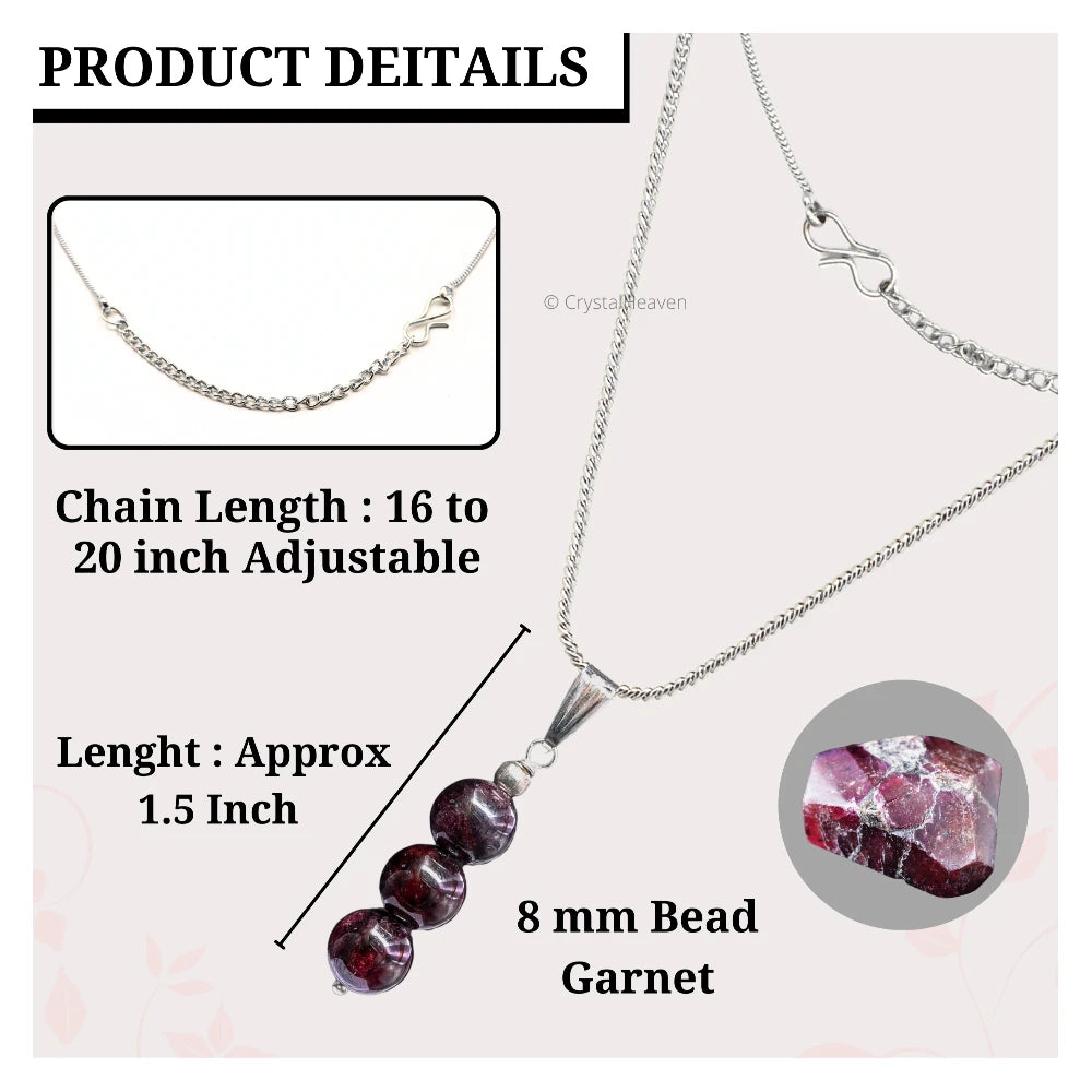 Garnet Crystal Bead Necklace (Silver)