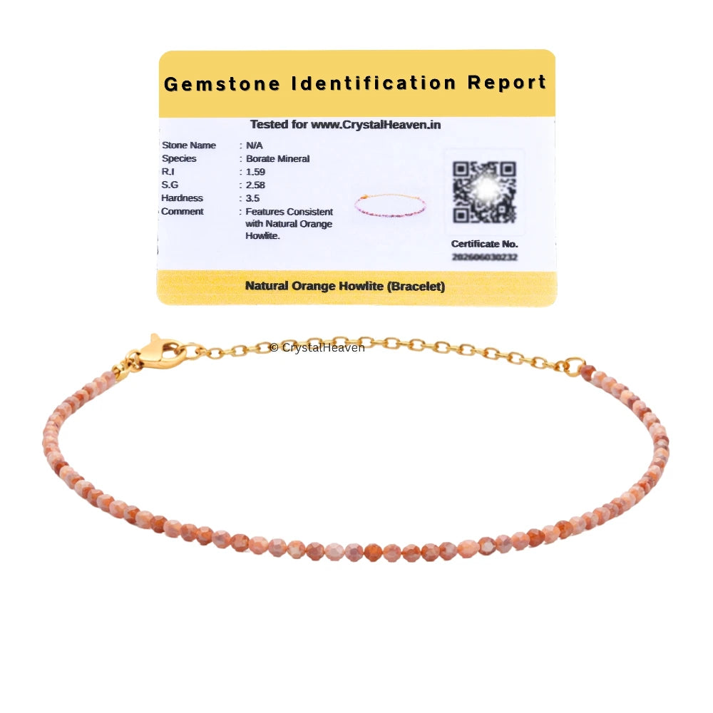 Orange Howlite Bracelets - 2mm Faceted Beads (Gold)