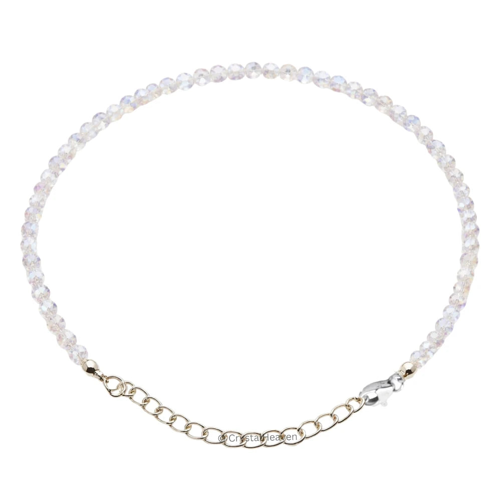 Rainbow Moonstone Bracelets - 2mm Faceted Beads (Silver)
