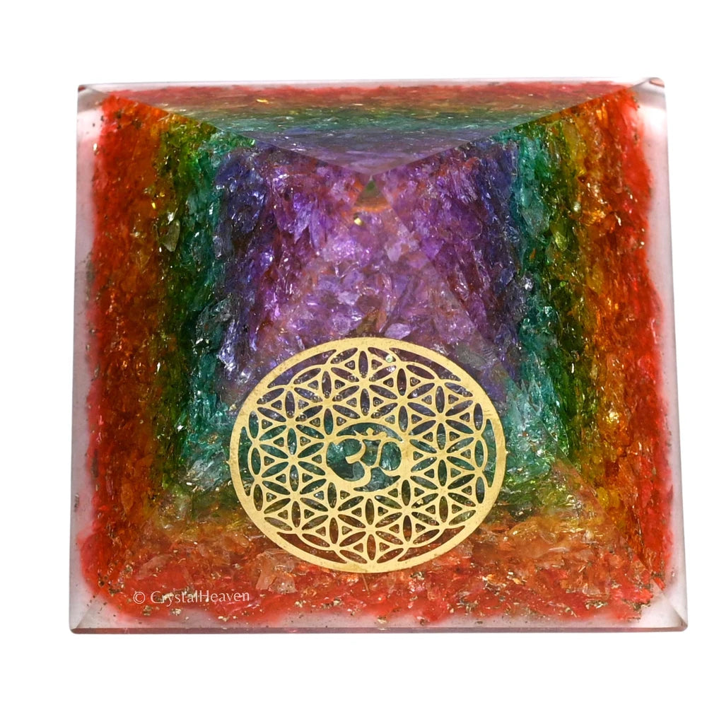 7 Chakra Onyx Orgone Pyramid (OM Flower Of Life)
