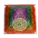 7 Chakra Onyx Orgone Pyramid (OM Flower Of Life)