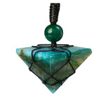 Moss Agate Pyramid Macrame Pendant Necklace