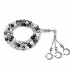 Black Rutilated Quartz Crystal Tasbih (Silver)