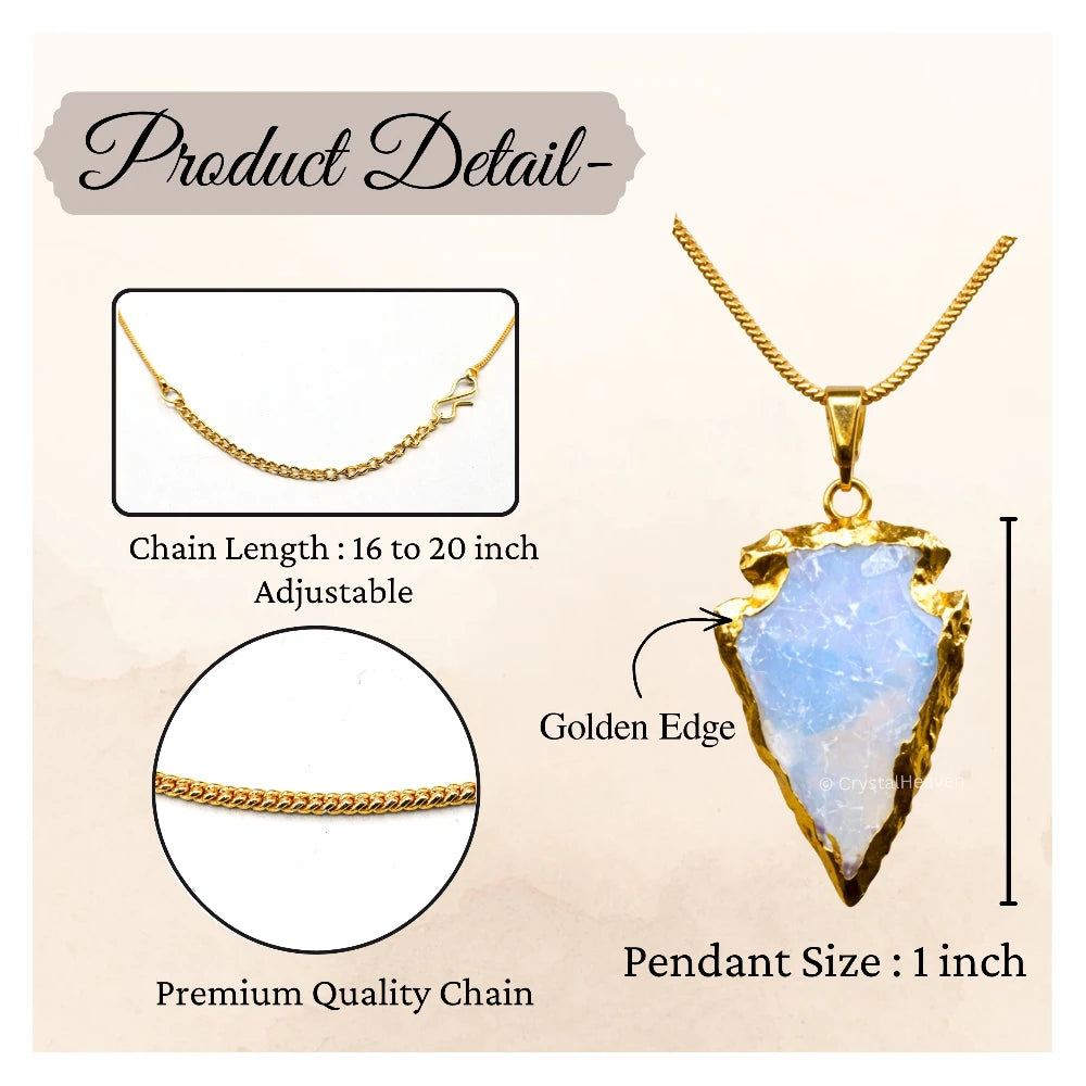 Opalite Arrow Head Pendant - Gold Plated