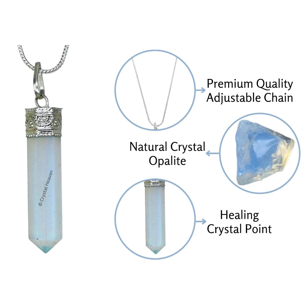 Opalite Necklace - Pencil Point (Silver)
