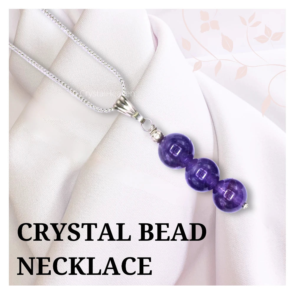 Amethyst Crystal Bead Necklace (Silver)