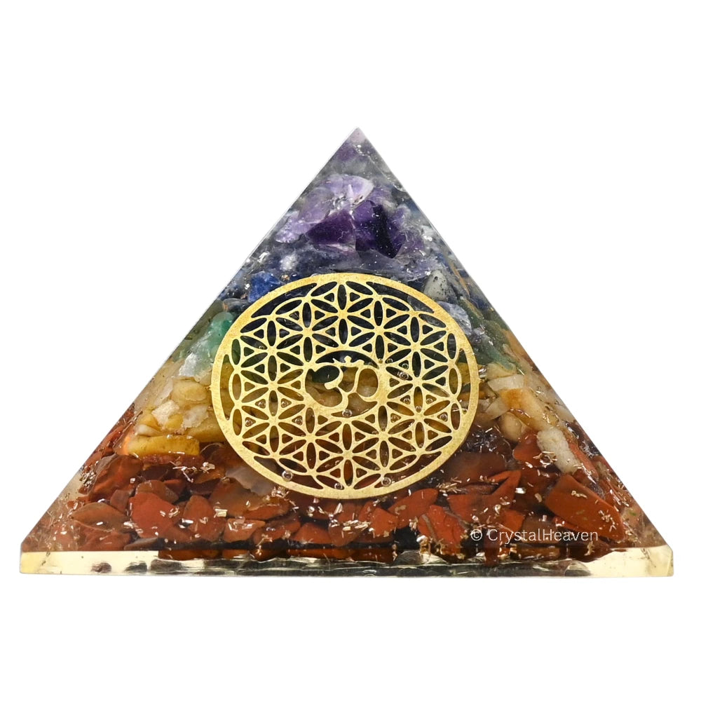 7 Chakra Orgone Pyramid (OM Flower Of Life)