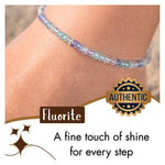 Green Fluorite Anklet - 2mm Faceted Beads (Silver)