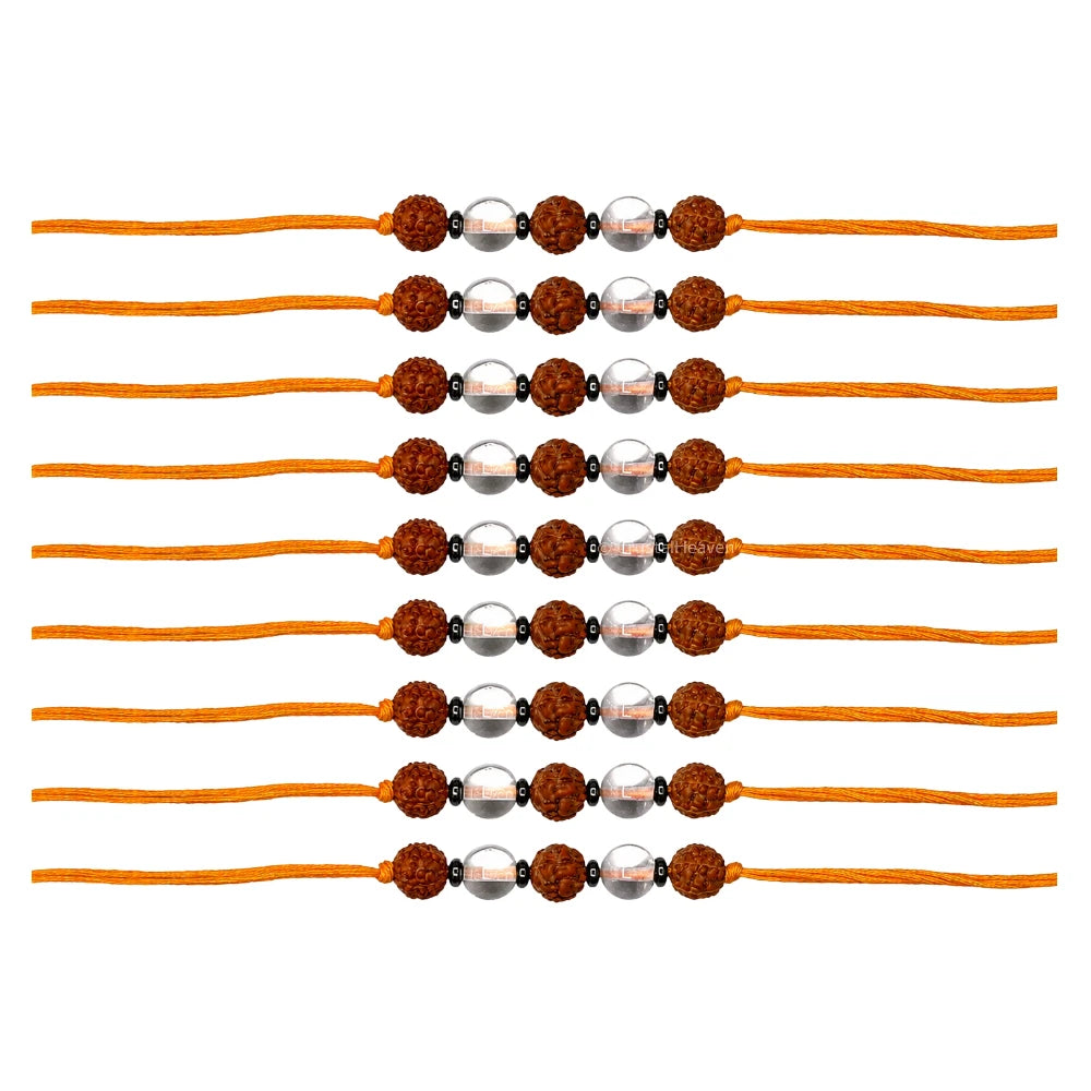 Rudraksha and Sphatik Rakhi for Brother (Set of 10)