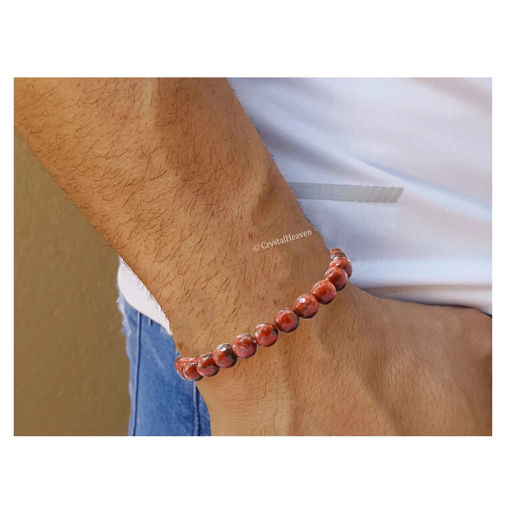 Red Black Jasper Bracelet (Faceted-Adjustable)