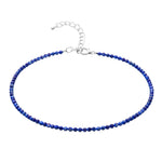 Lapis Lazuli Anklet - 2mm Faceted Beads (Silver)