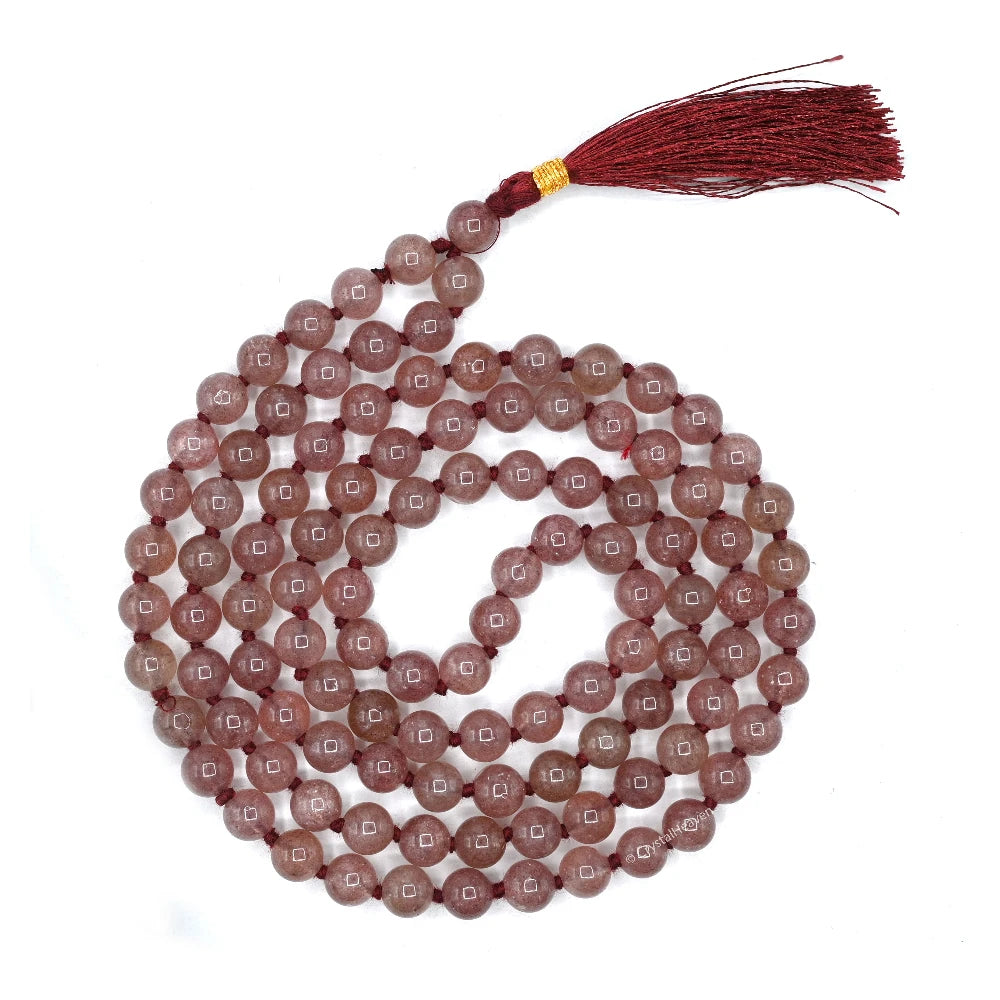 Strawberry Quartz Japa Mala (Hand Knotted)