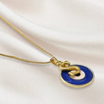 Evil Eye Pendant Necklace with S Initial