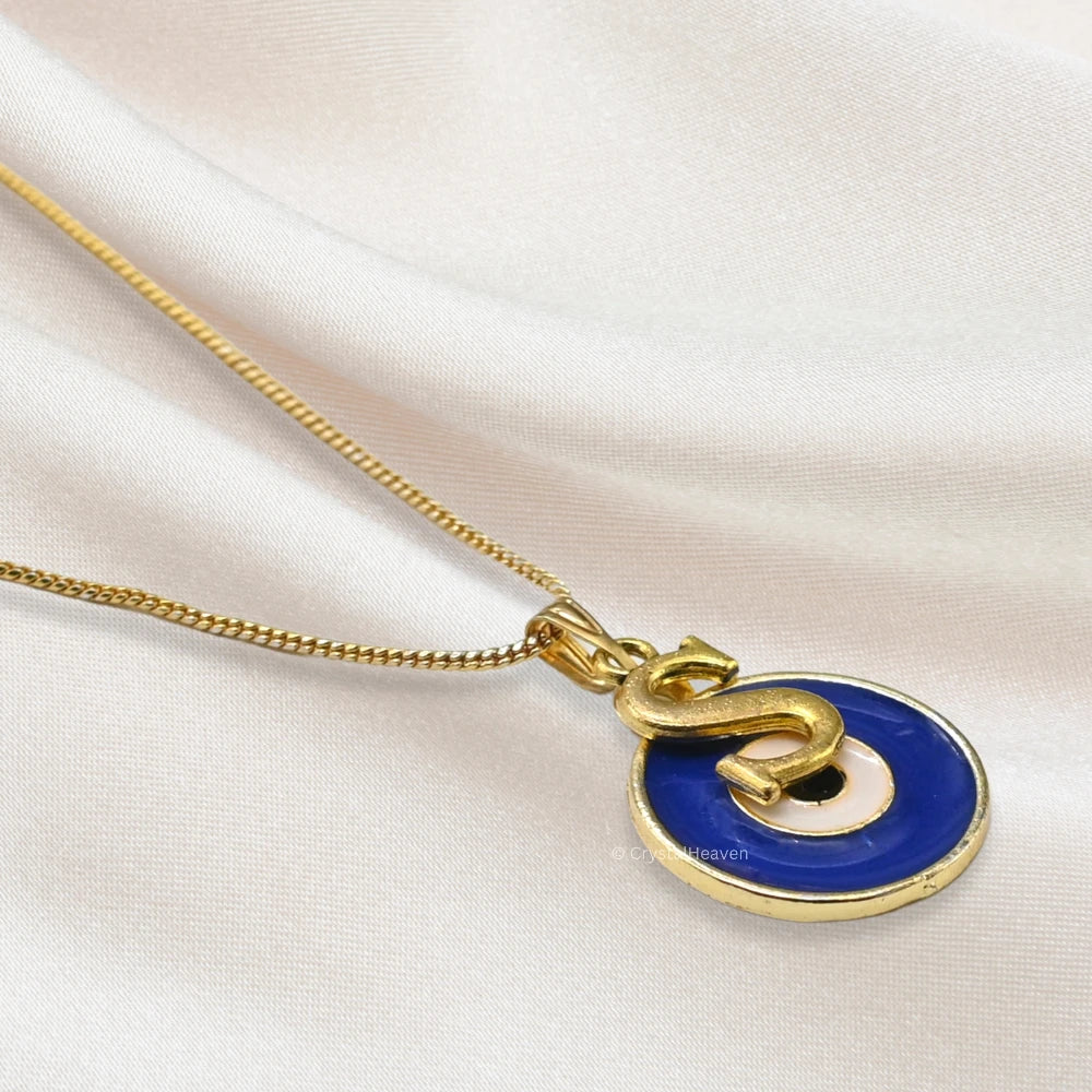 Evil Eye Pendant Necklace with S Initial