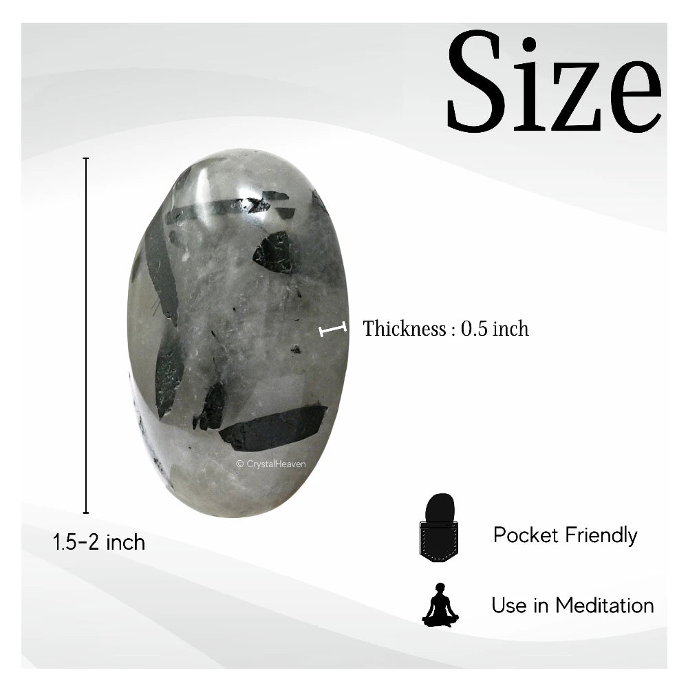 Black Rutilated Quartz Palm Stone