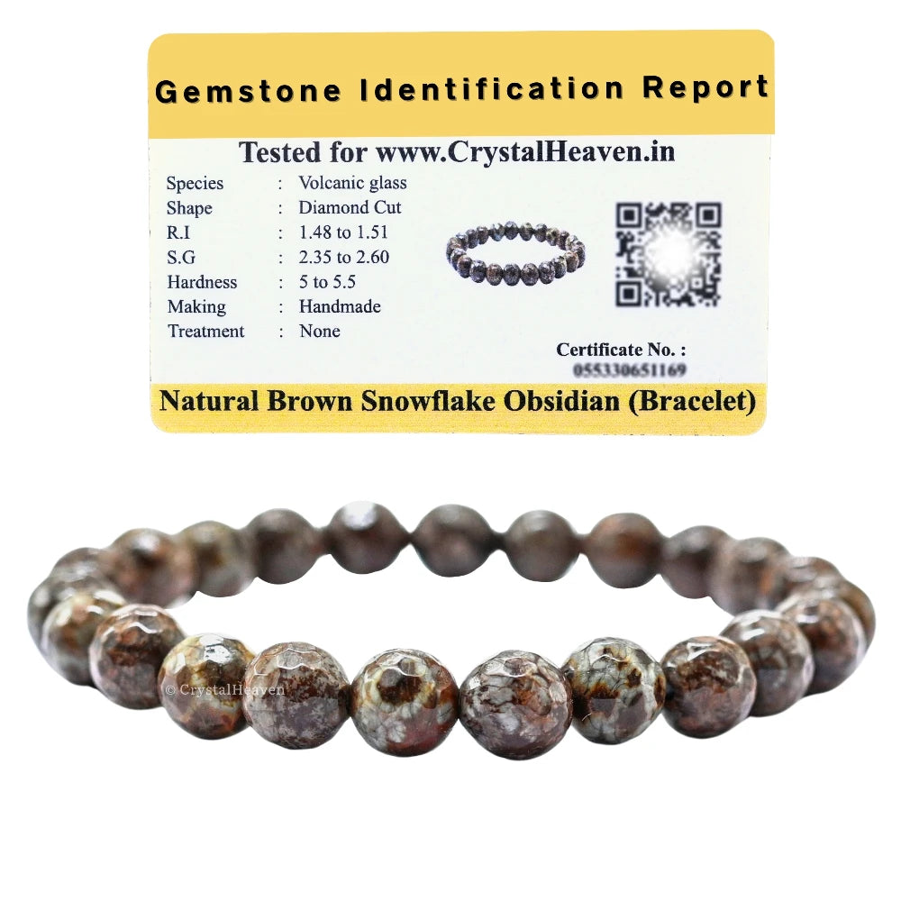 Brown Snowflake Obsidian Bracelet (Faceted-Stretchable)