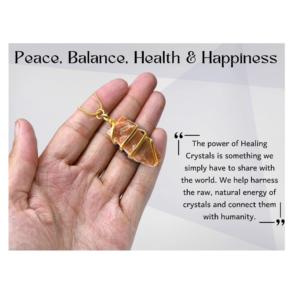 Peach Moonstone Necklace - Raw Crystal (Gold)