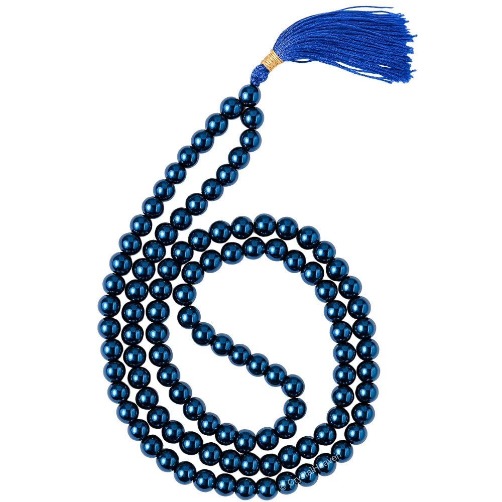 Blue Hematite Japa Mala (Without Knot)