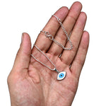 White Evil Eye Pendant Necklace (Silver)