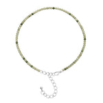 Green Rutilated Quartz Anklet - 2mm Faceted Beads (Silver)