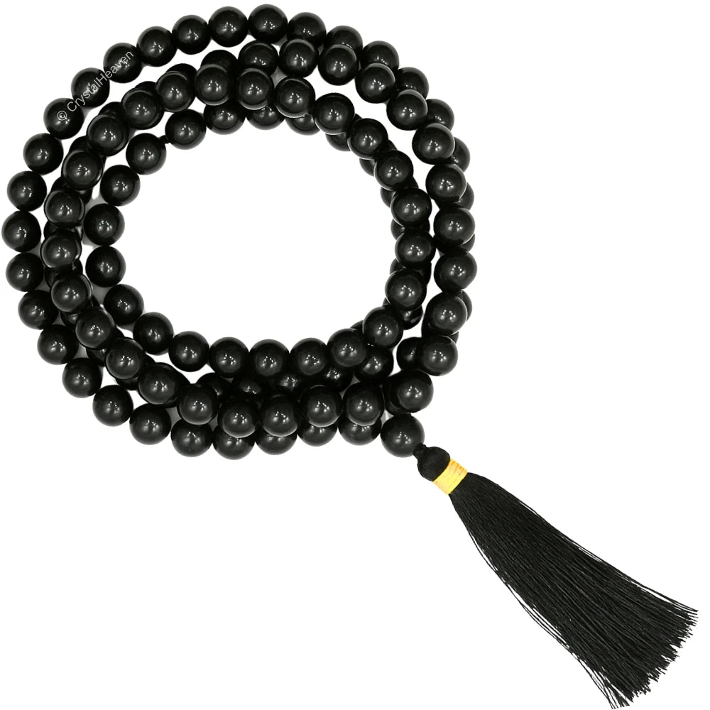 Black Tourmaline Japa Mala (Without Knot)