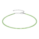 Green Chalcedony Anklet - 2mm Faceted Beads (Silver)