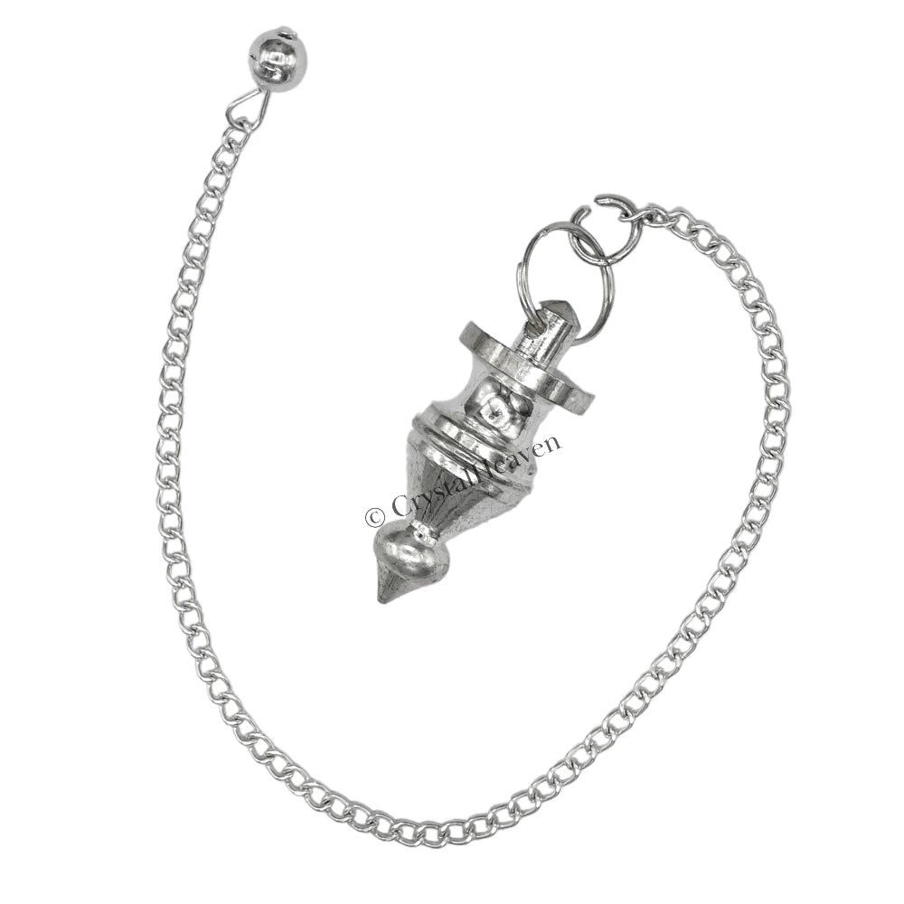 Metal Brass Pendulum - Silver Tear Drop with Ring Plate (MP101)