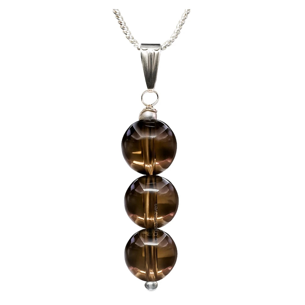 Smoky Quartz Crystal Bead Necklace (Silver)