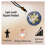 Lapis Lazuli Crystal Orgone Pendant - Metatron Cube