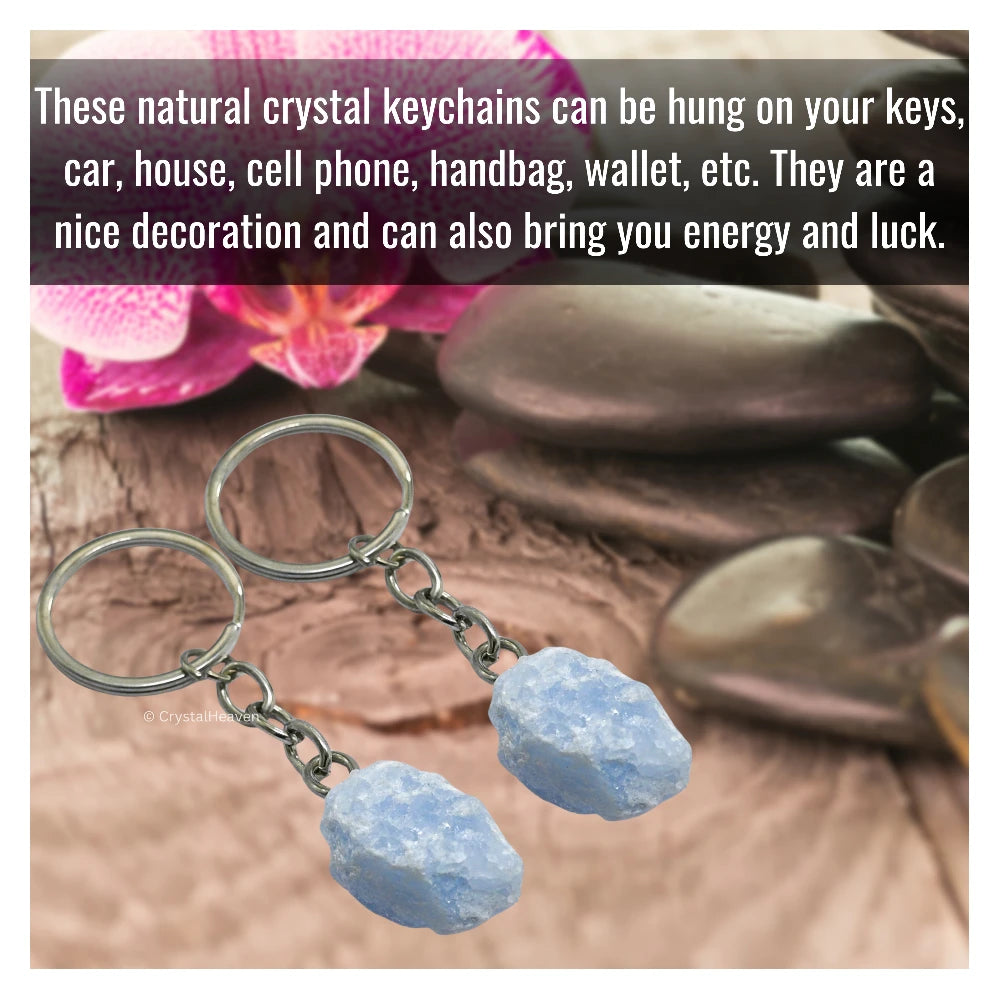 Blue Calcite Crystal Keychain (Raw)