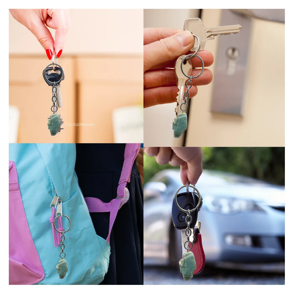 Amazonite Crystal Keychain (Raw)