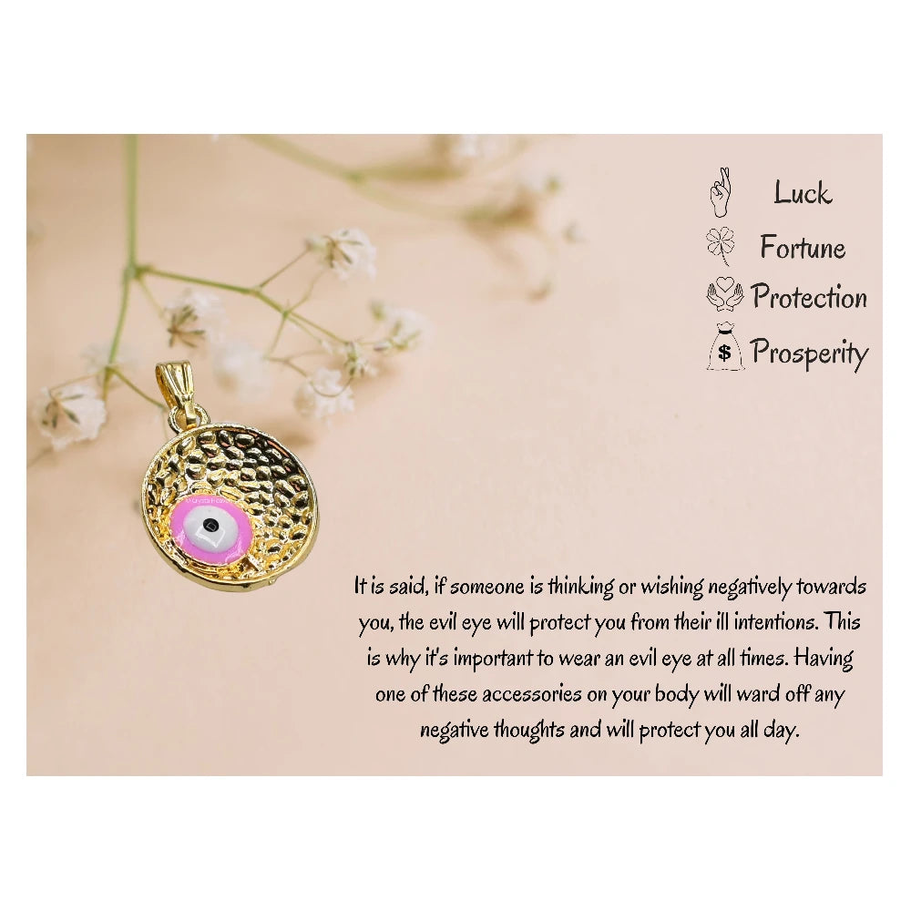 Pink Minimal Evil Eye Pendant Necklace