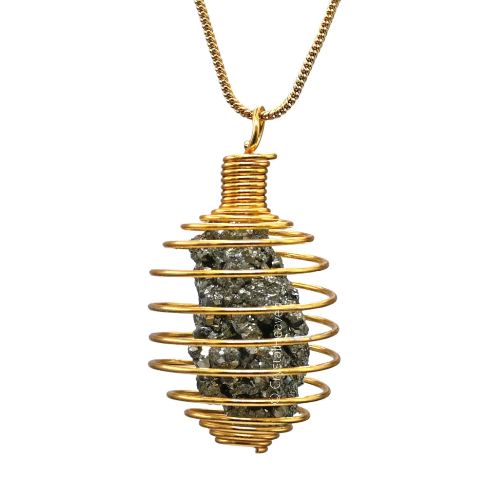 Raw Pyrite Pendant (Gold Cage)